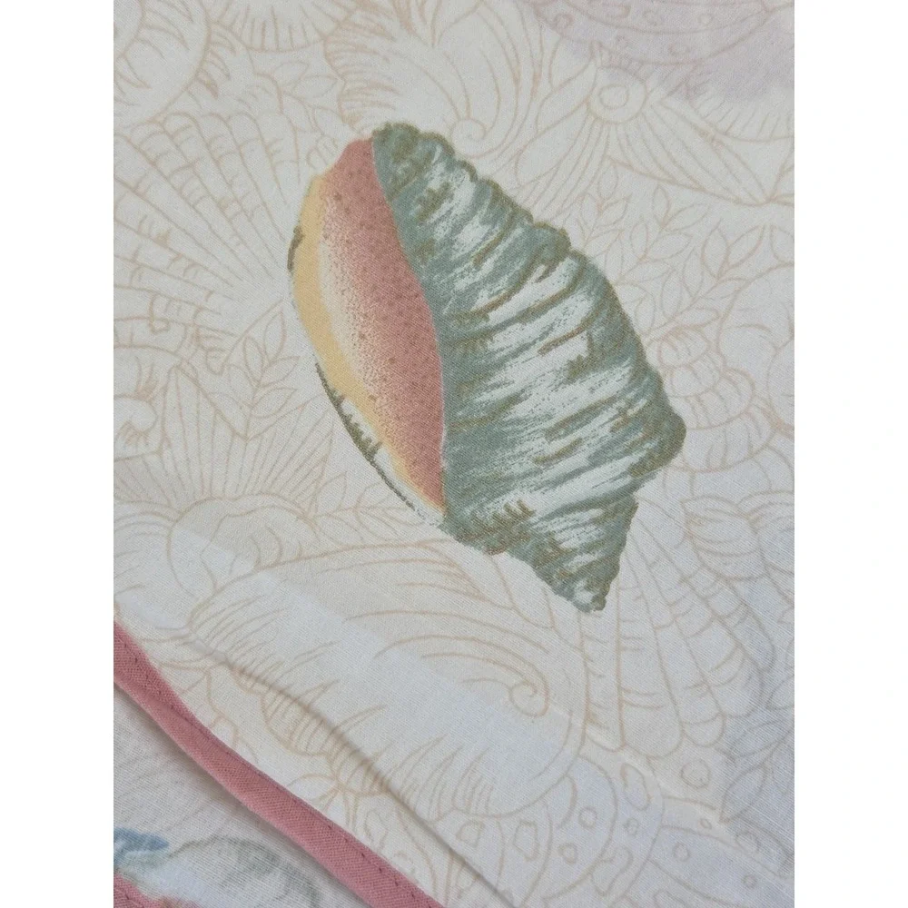 2 Vtg 1980s Pillowcases Coastal Beach‎ Cottage Pastel Sea Shells Queen JCPenney